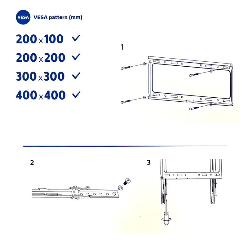Philips Tilt TV Monitor Wall Mount Bracket for 32 40 55 65 70 75 Inch Universal SQM7442 Awezingly
