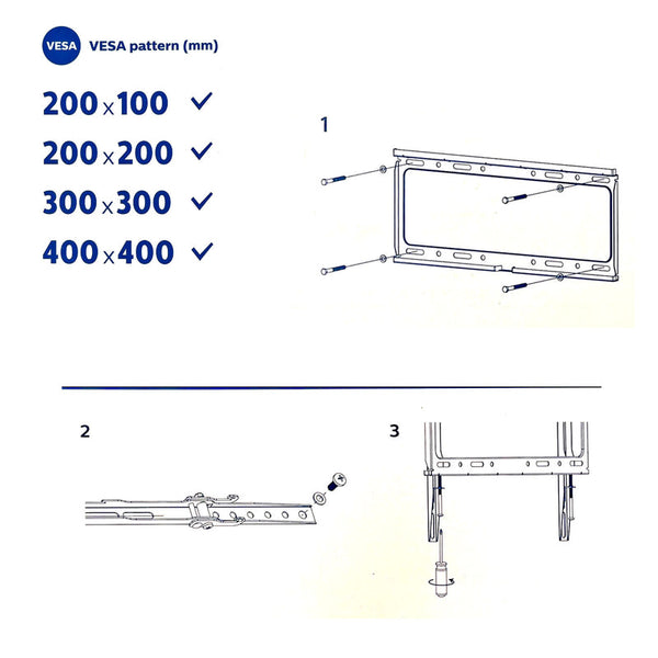Philips Tilt TV Monitor Wall Mount Bracket for 32 40 55 65 70 75 Inch Universal SQM7442 Awezingly