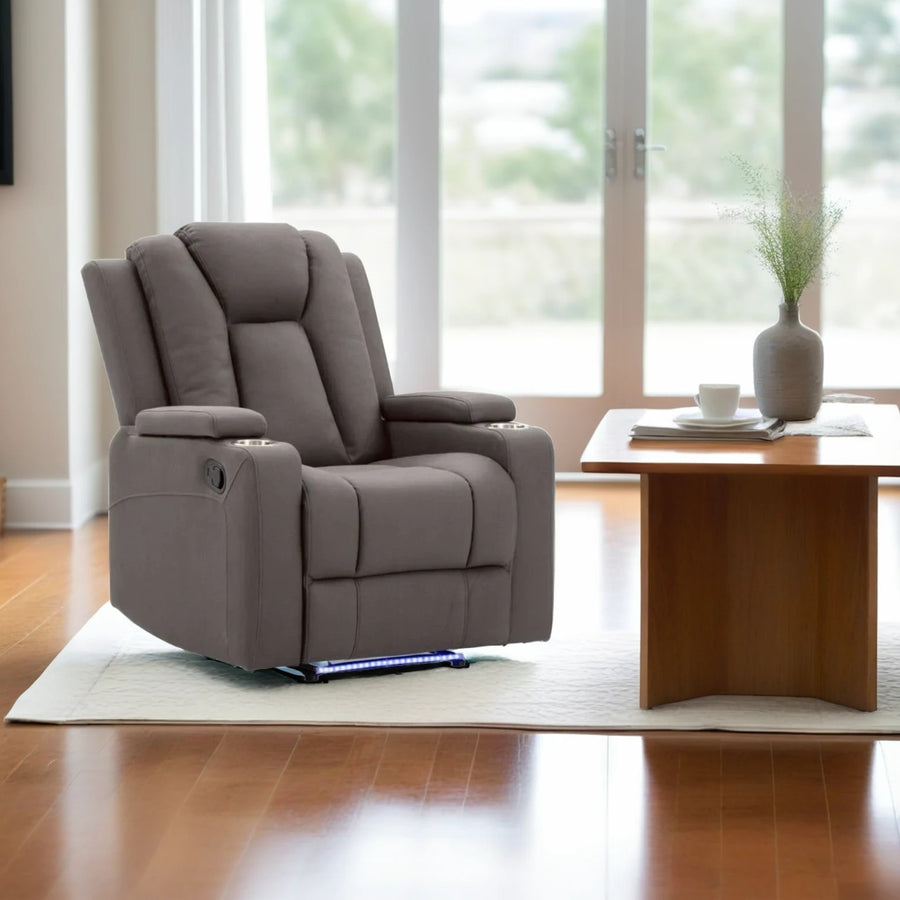 Theatre Electric Recliner Sofa Buckskin Fabric Single Chocolate Artiss