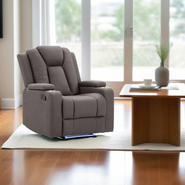 Theatre Electric Recliner Sofa Buckskin Fabric Single Chocolate Artiss