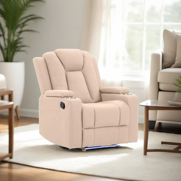 Theatre Electric Recliner Sofa Buckskin Fabric Single Latte Artiss