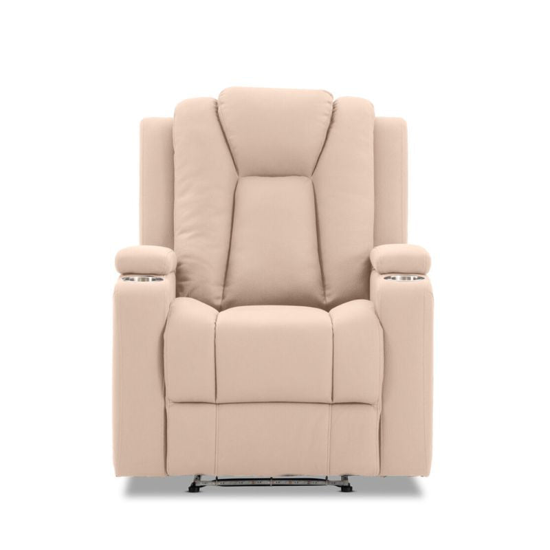 Theatre Electric Recliner Sofa Buckskin Fabric Single Latte Artiss