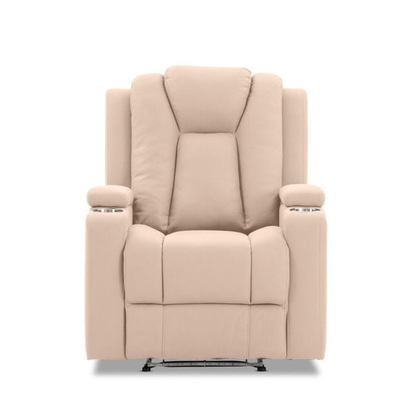Theatre Electric Recliner Sofa Buckskin Fabric Single Latte Artiss