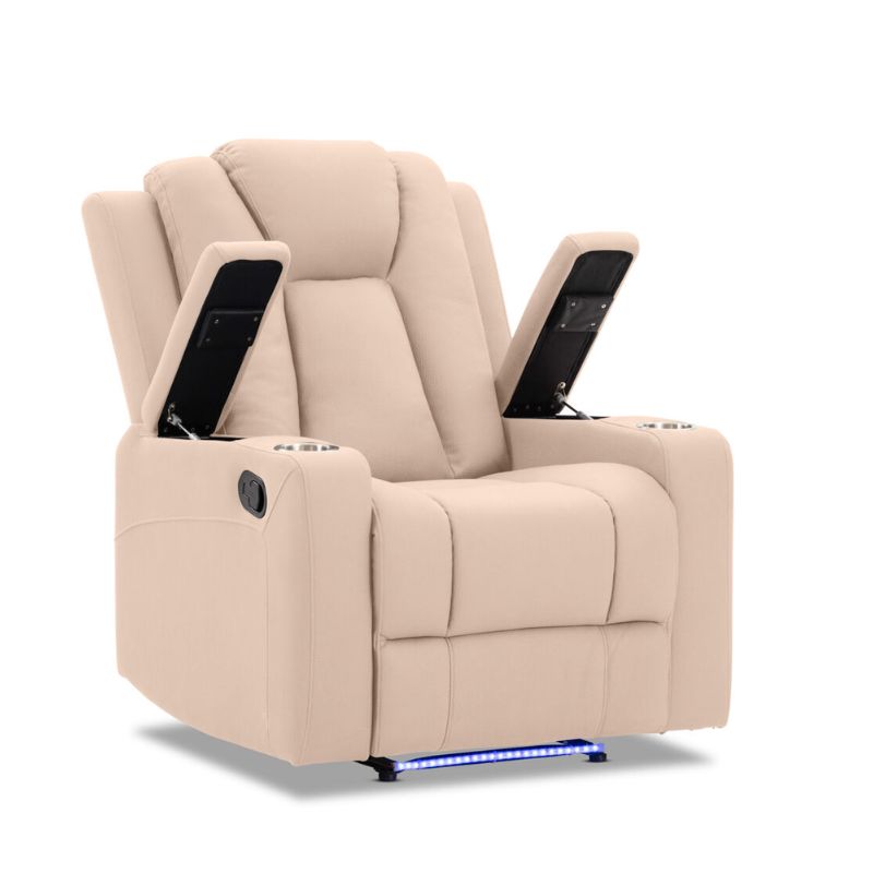Theatre Electric Recliner Sofa Buckskin Fabric Single Latte Artiss