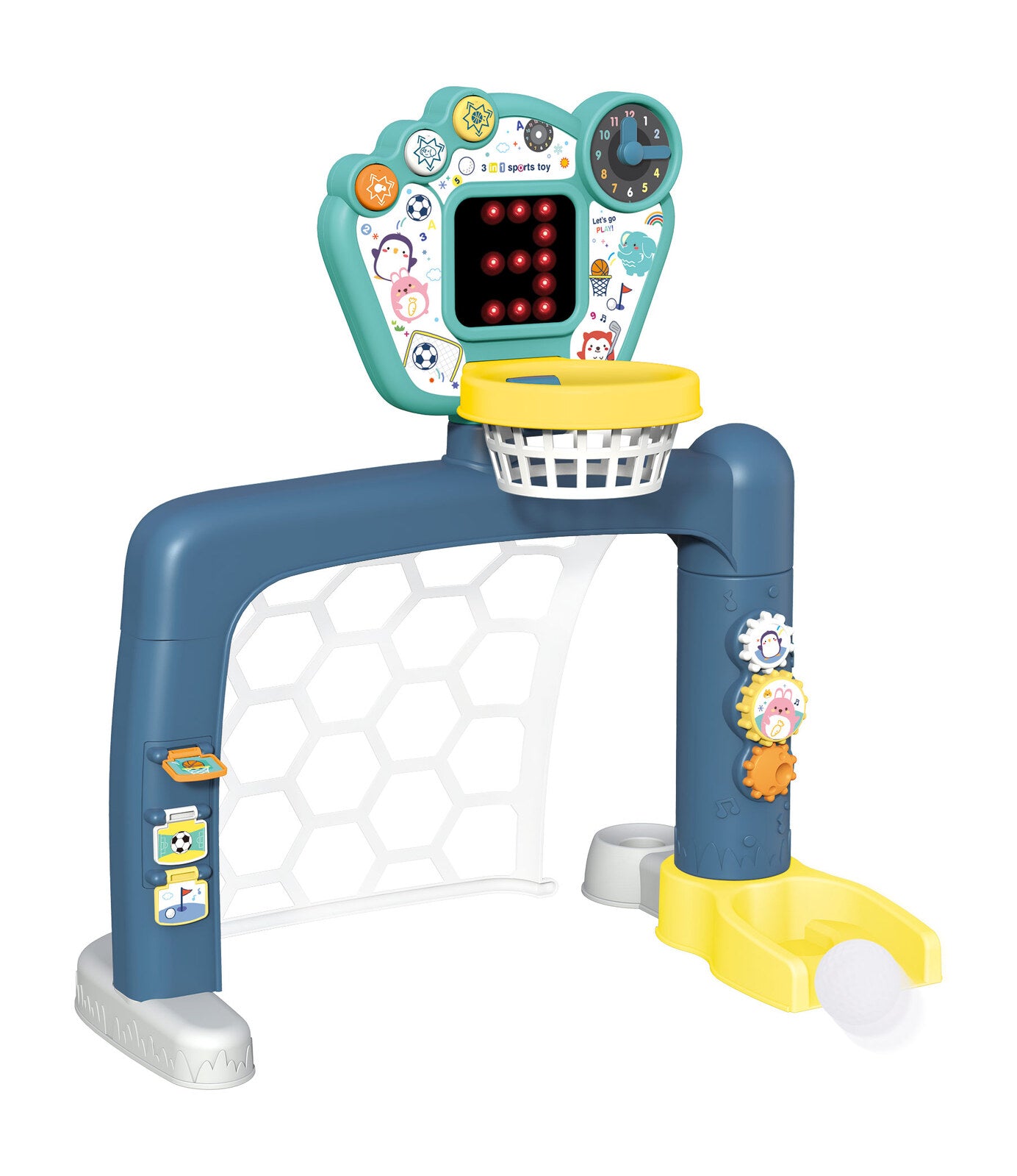 Sports World 3-in-1 Adjustable Indoor basketball, Soccer Goal, and Golf Set Unique