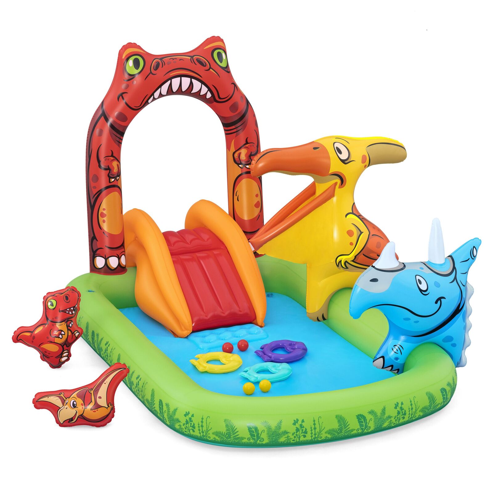 190L Jurassic Splash Water Play Centre, Bright Dinosaur Theme with Slide Awezingly