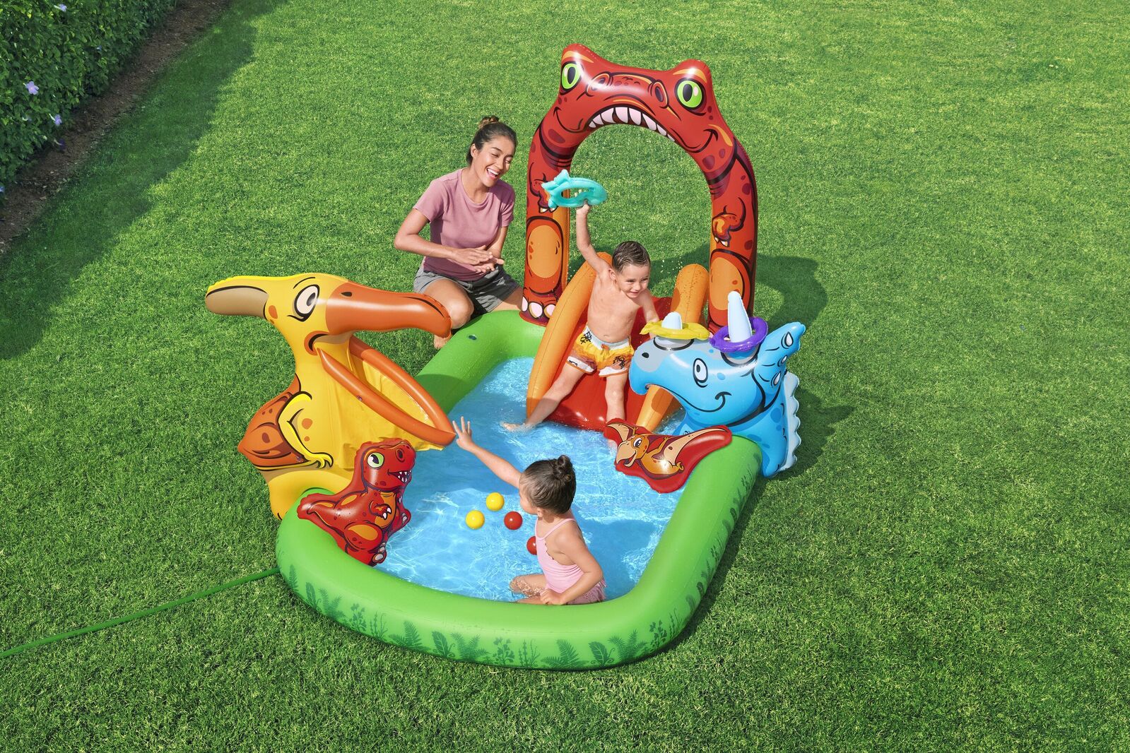 190L Jurassic Splash Water Play Centre, Bright Dinosaur Theme with Slide Awezingly