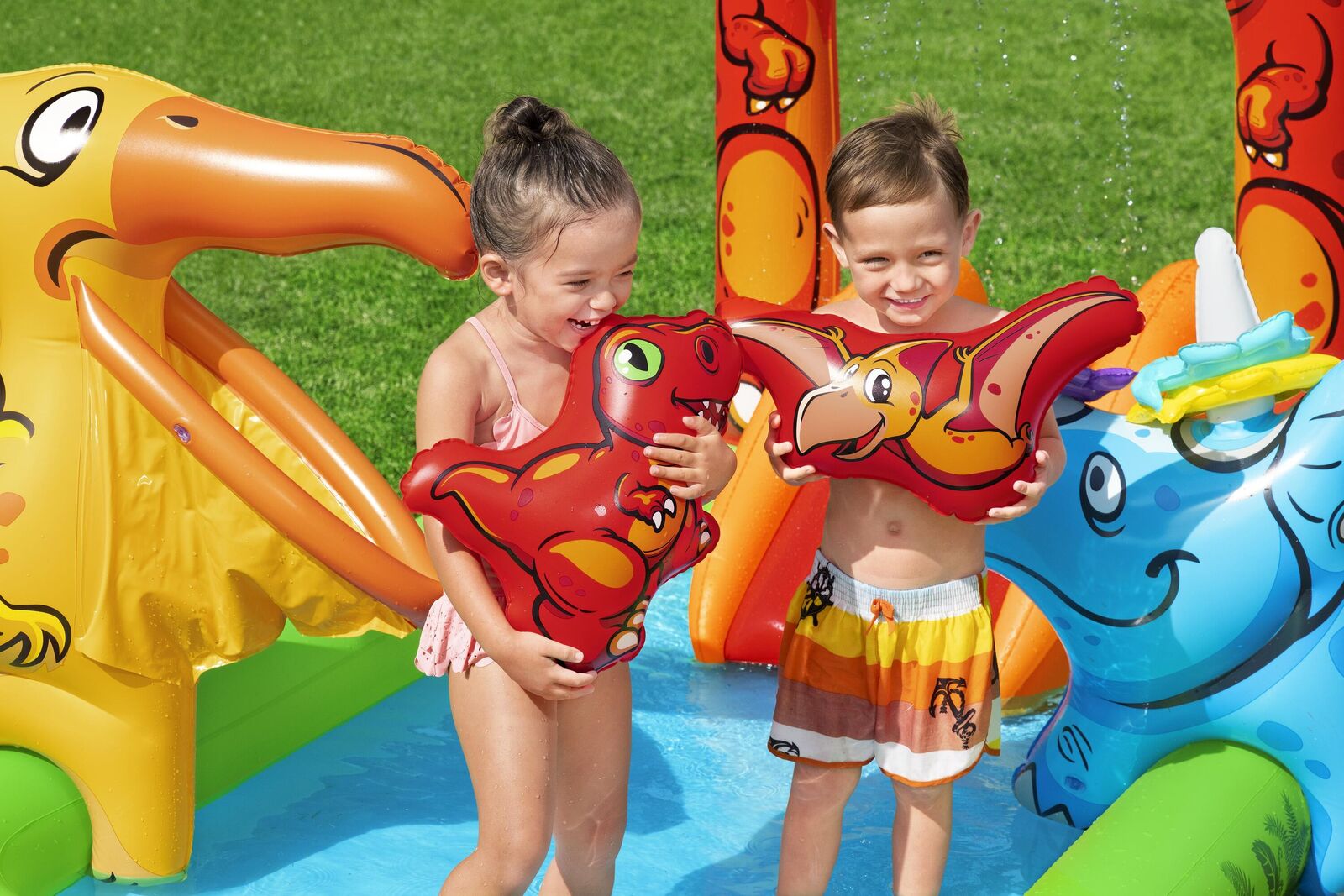 190L Jurassic Splash Water Play Centre, Bright Dinosaur Theme with Slide Awezingly