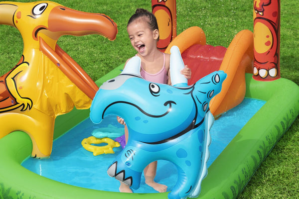 190L Jurassic Splash Water Play Centre, Bright Dinosaur Theme with Slide Awezingly