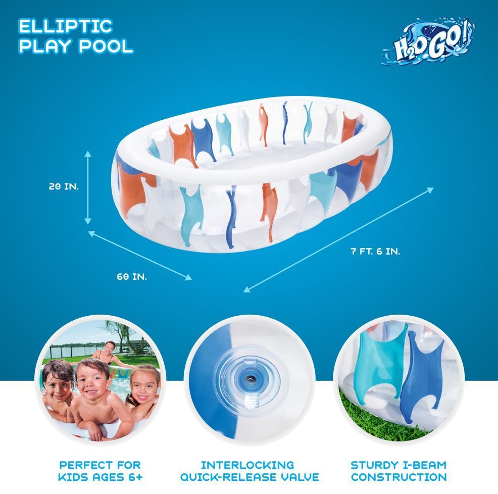 Elliptic Inflatable Play Pool for ages 6+ Awezingly