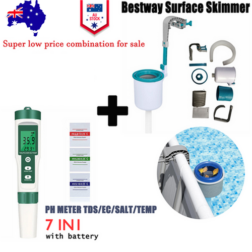 7 in 1 PH Meter Water Quality Monitor Tester Pen and one Bestway Surface Skimmer Awezingly