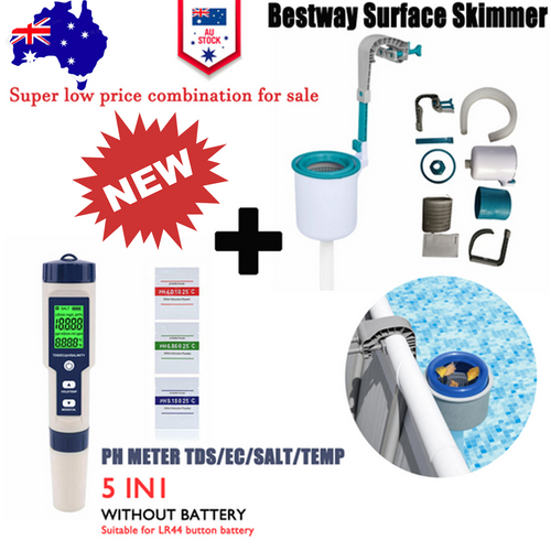 5 in 1 PH Meter Water Quality Monitor Tester Pen and one Bestway Surface Skimmer Awezingly