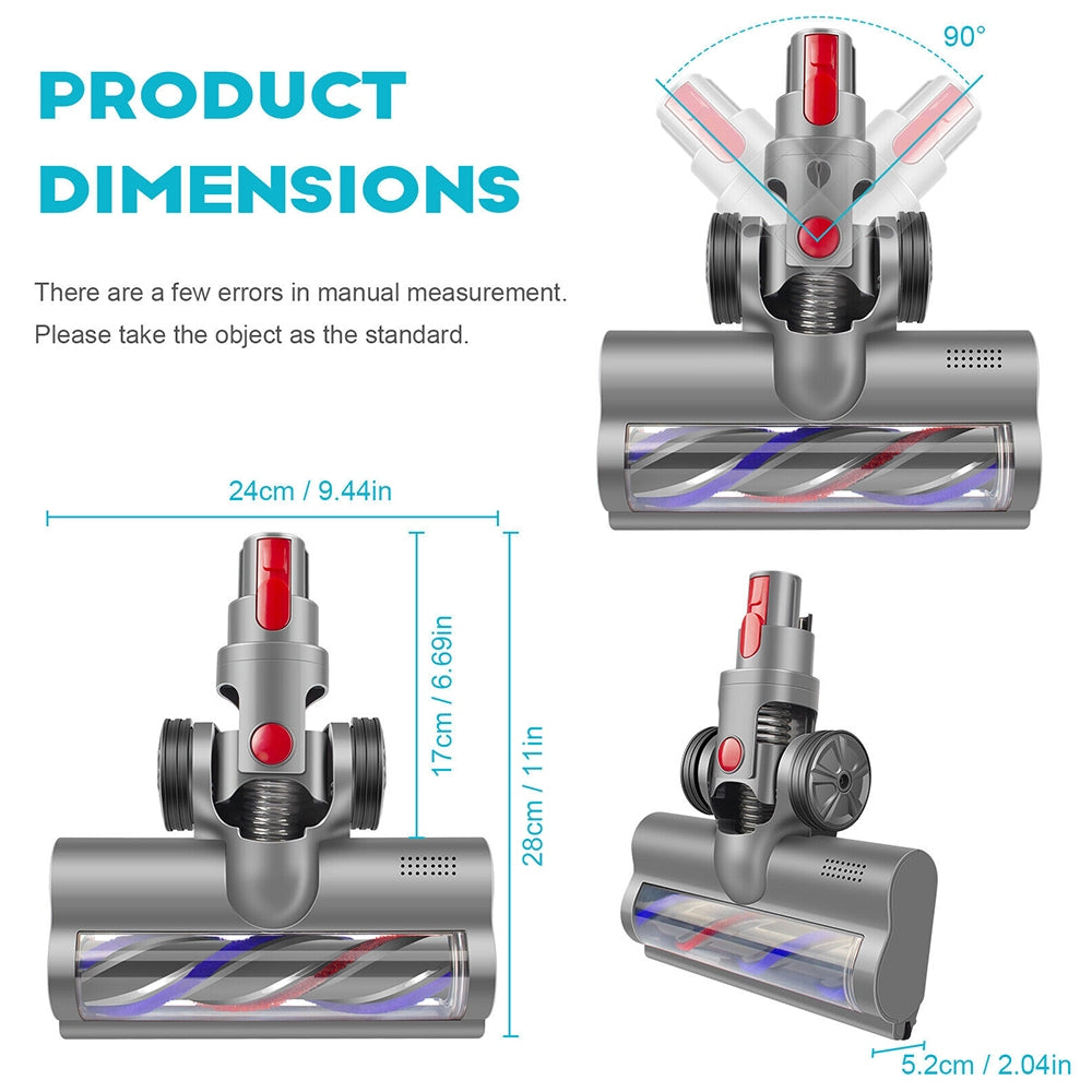 Turbo Brush Roller Head Electric Floor Carpet Head LED For Dyson V7 V8 V10 V11 V15 Awezingly
