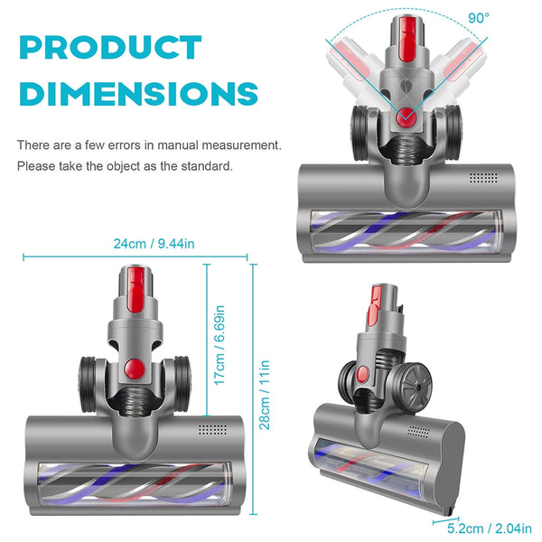 Turbo Brush Roller Head Electric Floor Carpet Head LED For Dyson V7 V8 V10 V11 V15 Awezingly
