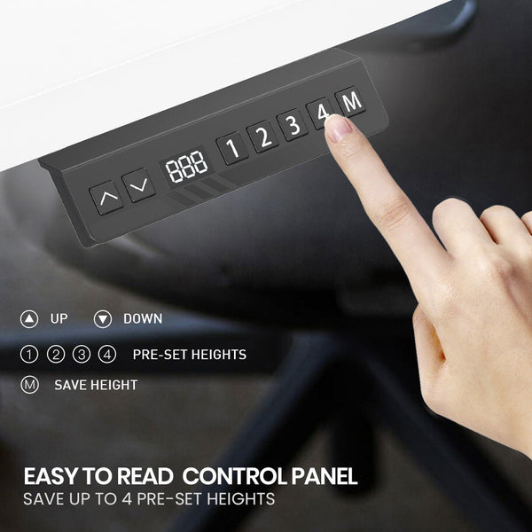 FORTIA 173W x 173W x 75D 3-Motor 120kg Load Adjustable Electric Sit to Stand Up Corner Desk - White/White Frame Fortia