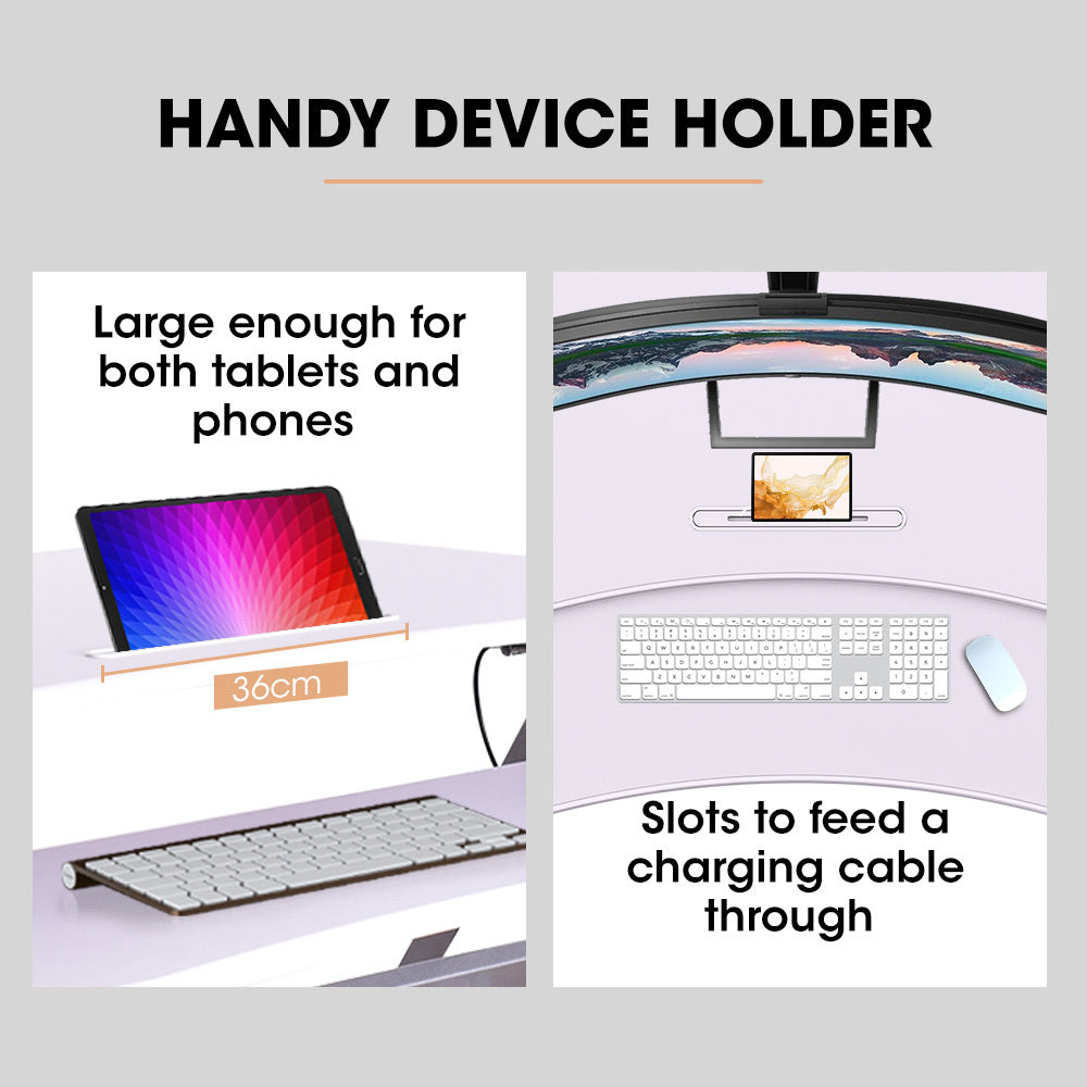 FORTIA Desk Riser 90cm Wide Adjustable Sit to Stand, for Dual Monitor, Keyboard, Laptop, White Fortia