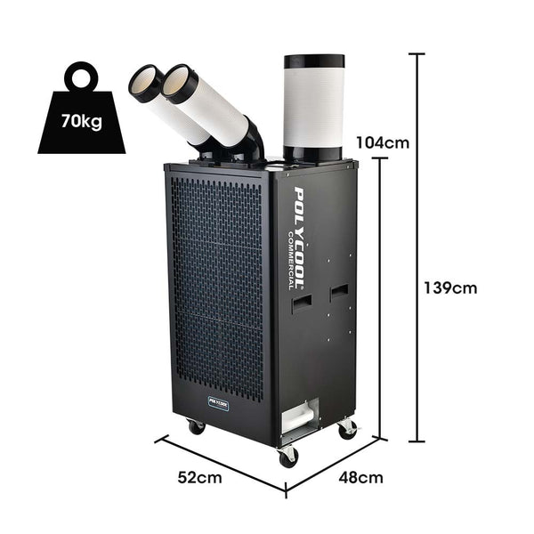 POLYCOOL 4.5kW Portable Industrial Spot Cooler, with Twin Cooling Ducts, 15A Plug Polycool