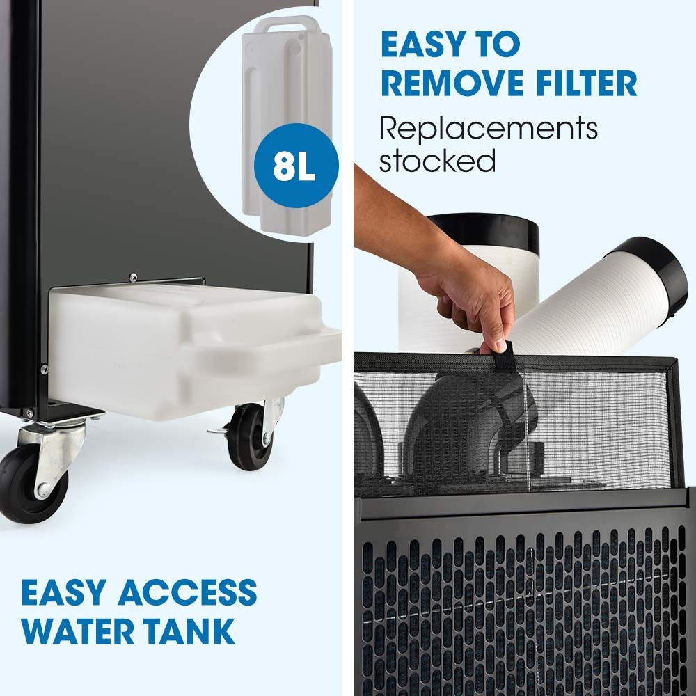 POLYCOOL 4.5kW Portable Industrial Spot Cooler, with Twin Cooling Ducts, 15A Plug Polycool