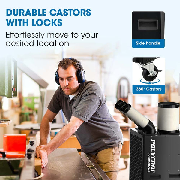 POLYCOOL 6.5kW Portable Industrial Spot Cooler, with Triple Cooling Ducts, 15A Plug Polycool