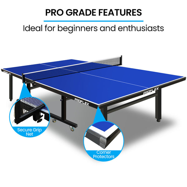Proflex Table Tennis Table, with 4 Player Ping Pong Paddle and Pingpong Ball Pack Awezingly