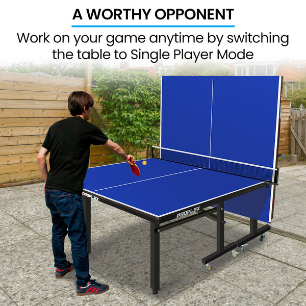 Proflex Premium Outdoor Table Tennis Table, with 4 Player Ping Pong Paddle and Pingpong Ball Pack Awezingly