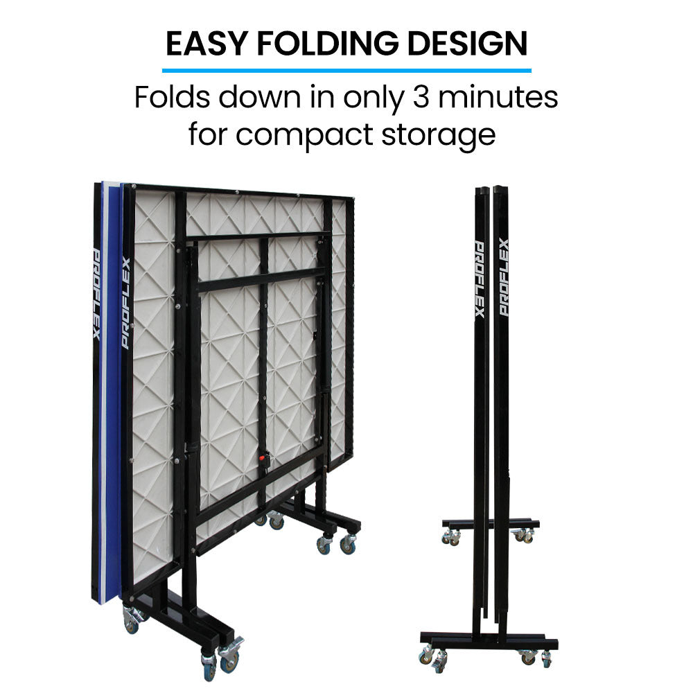 Proflex Premium Outdoor Table Tennis Table, with 4 Player Ping Pong Paddle and Pingpong Ball Pack Awezingly