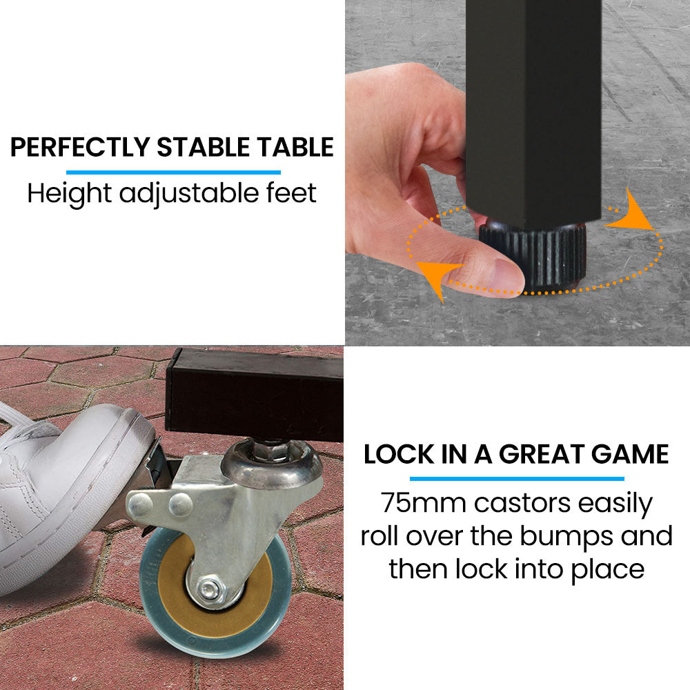 Proflex Premium Outdoor Table Tennis Table, with 4 Player Ping Pong Paddle and Pingpong Ball Pack Awezingly