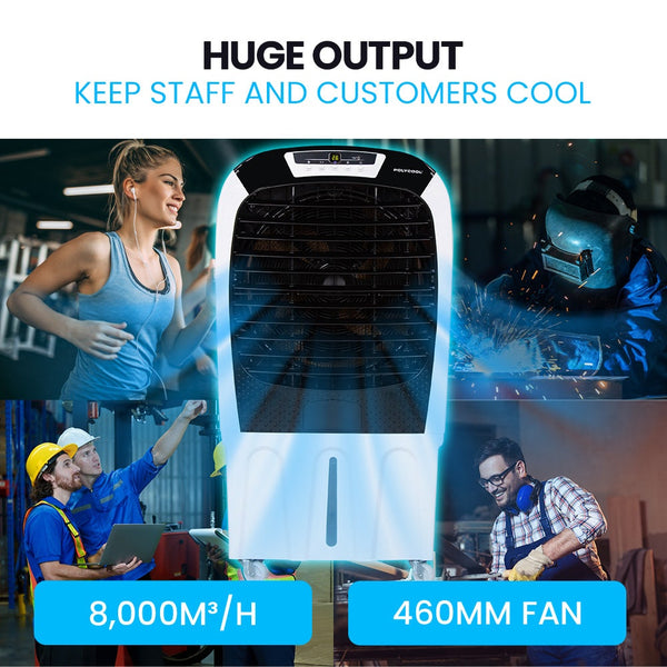 POLYCOOL 450W 80L Evaporative Air Cooler, Commercial Grade, Remote Control, Fan Polycool