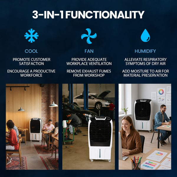 POLYCOOL 450W 80L Evaporative Air Cooler, Commercial Grade, Remote Control, Fan Polycool