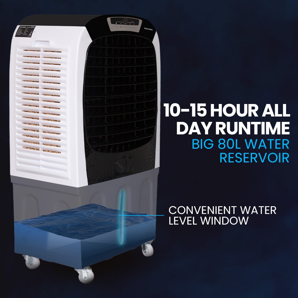 POLYCOOL 450W 80L Evaporative Air Cooler, Commercial Grade, Remote Control, Fan Polycool