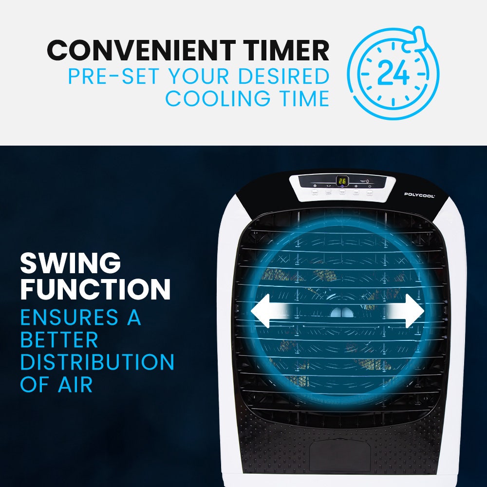 POLYCOOL 450W 80L Evaporative Air Cooler, Commercial Grade, Remote Control, Fan Polycool