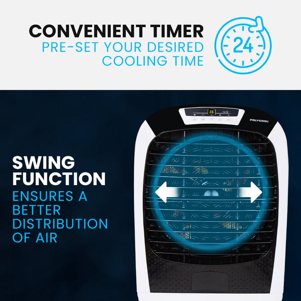 POLYCOOL 450W 80L Evaporative Air Cooler, Commercial Grade, Remote Control, Fan Polycool