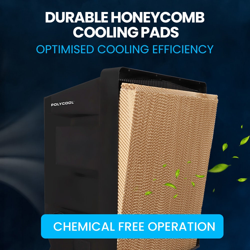 POLYCOOL 130L 750W Evaporative Air Cooler, Commercial Industrial Grade, Remote Control, Purifier, Fan Polycool