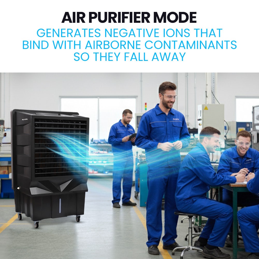 POLYCOOL 130L 750W Evaporative Air Cooler, Commercial Industrial Grade, Remote Control, Purifier, Fan Polycool