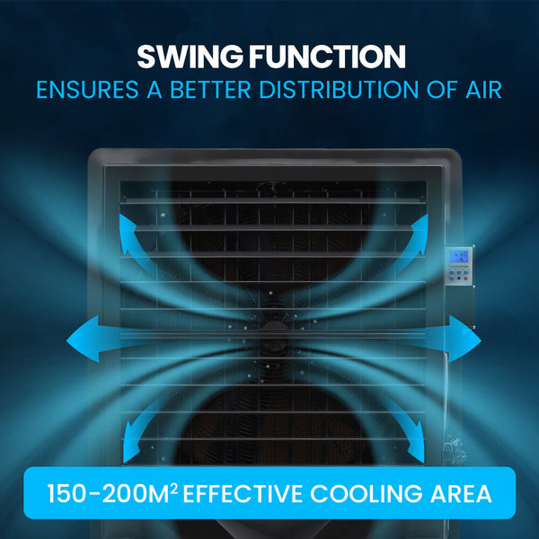 POLYCOOL 130L 750W Evaporative Air Cooler, Commercial Industrial Grade, Remote Control, Purifier, Fan Polycool