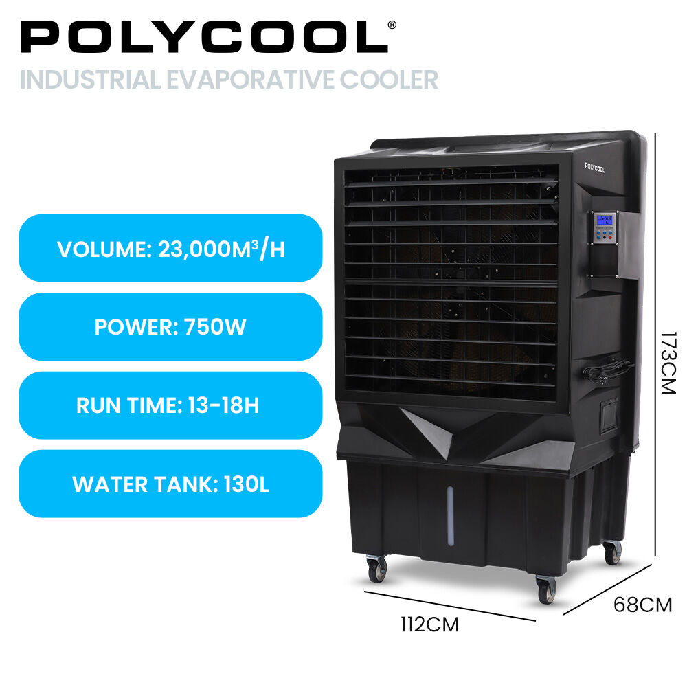 POLYCOOL 130L 750W Evaporative Air Cooler, Commercial Industrial Grade, Remote Control, Purifier, Fan Polycool