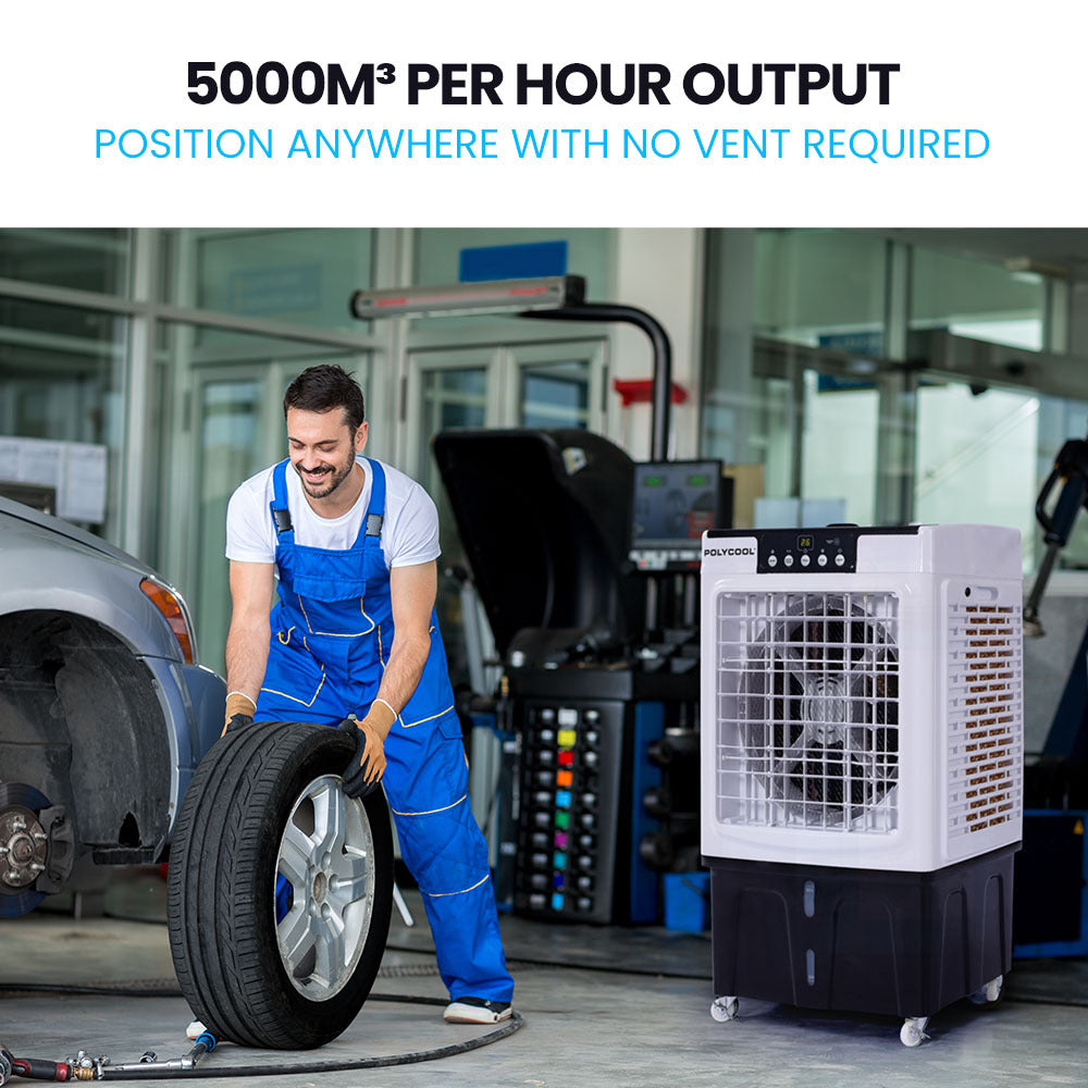 POLYCOOL 30L Evaporative Air Cooler Portable Industrial Fan, Purifier, Humidifier, Remote Control Polycool