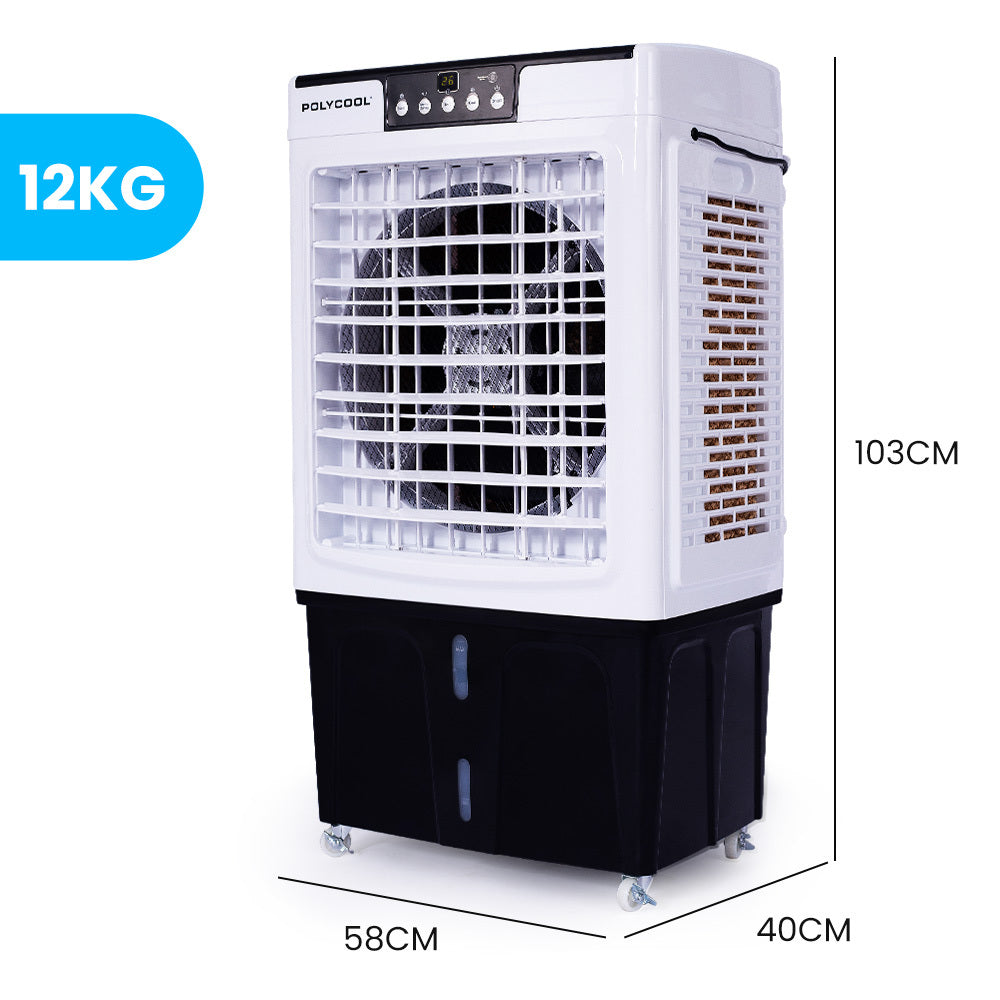 POLYCOOL 45L 125W Evaporative Air Cooler Portable Industrial Fan, Purifier, Humidifier, Remote Control Polycool