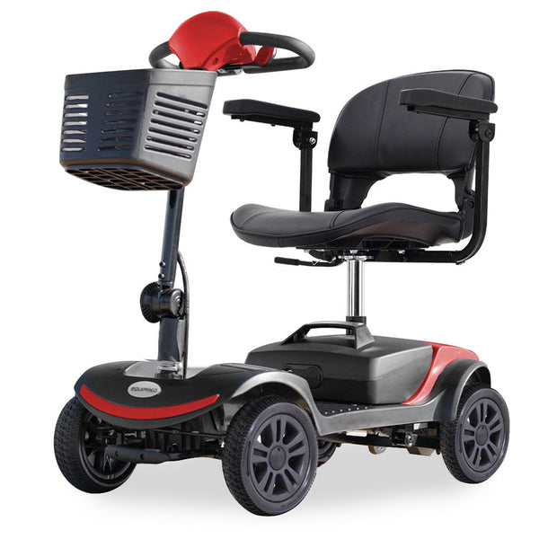 EQUIPMED Electric Mobility Scooter Portable Folding for Elderly Older Adult, SmartRider Black & Red EQUIPMED
