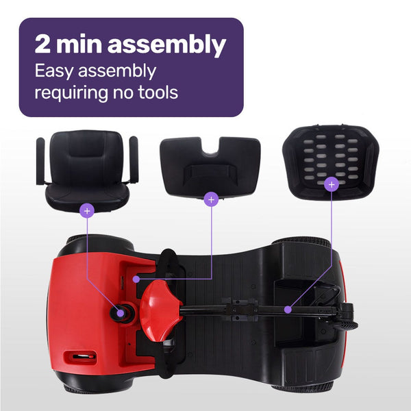 EQUIPMED Electric Mobility Scooter Portable Folding for Elderly Older Adult, SmartRider Black & Red EQUIPMED