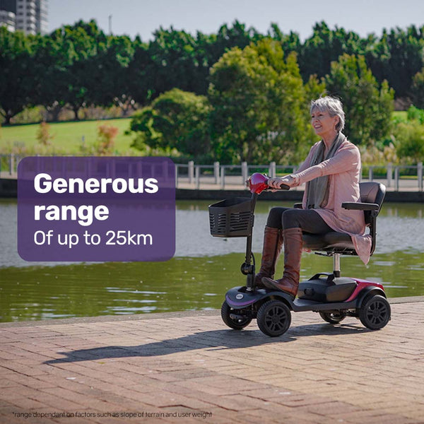 EQUIPMED Electric Mobility Scooter Portable Folding for Elderly Older Adult, SmartRider Black & Red EQUIPMED