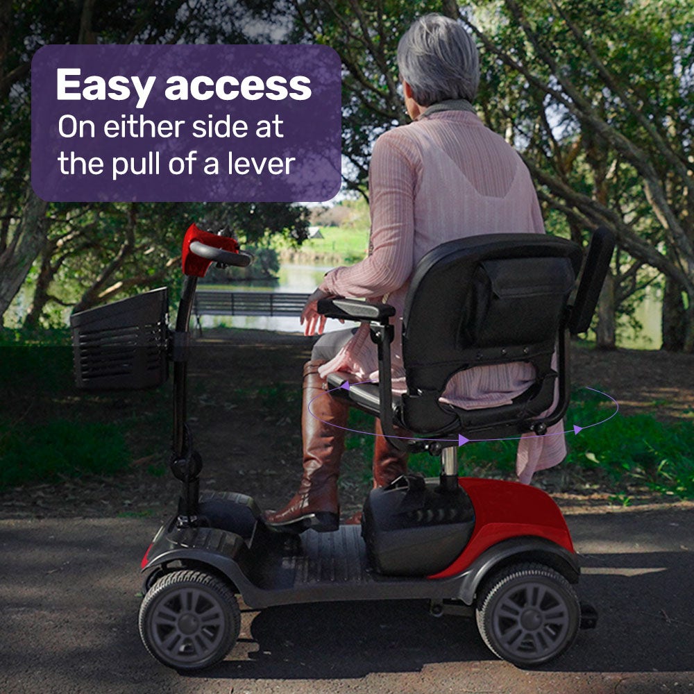 EQUIPMED Electric Mobility Scooter Portable Folding for Elderly Older Adult, SmartRider Black & Red EQUIPMED