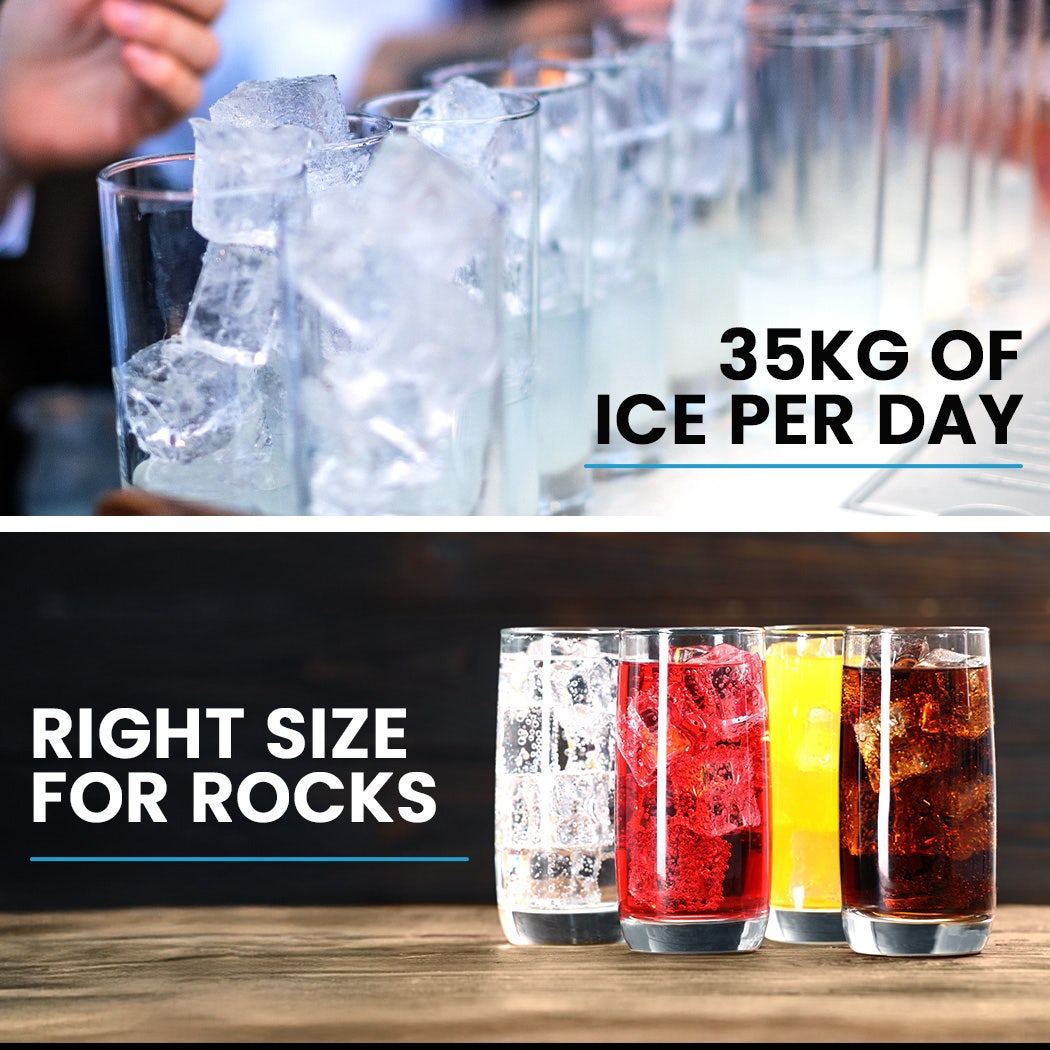 POLYCOOL Commercial Ice Maker Machine, up to 35kg/24hr, Timer & Self Cleaning Programs Polycool