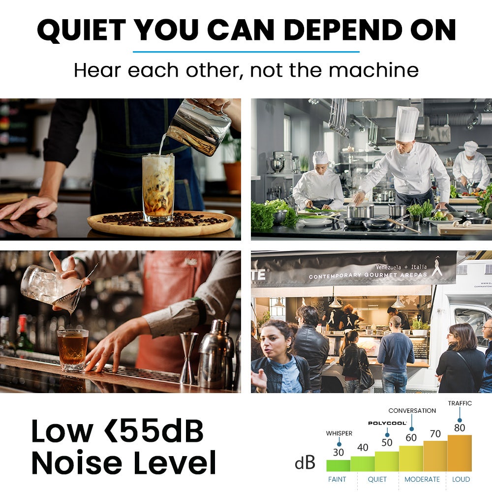 POLYCOOL Commercial Ice Maker Machine, up to 45kg/24hr, Timer & Self Cleaning Programs Polycool