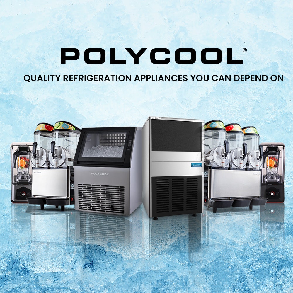 POLYCOOL Commercial Ice Maker Machine, up to 45kg/24hr, Timer & Self Cleaning Programs Polycool