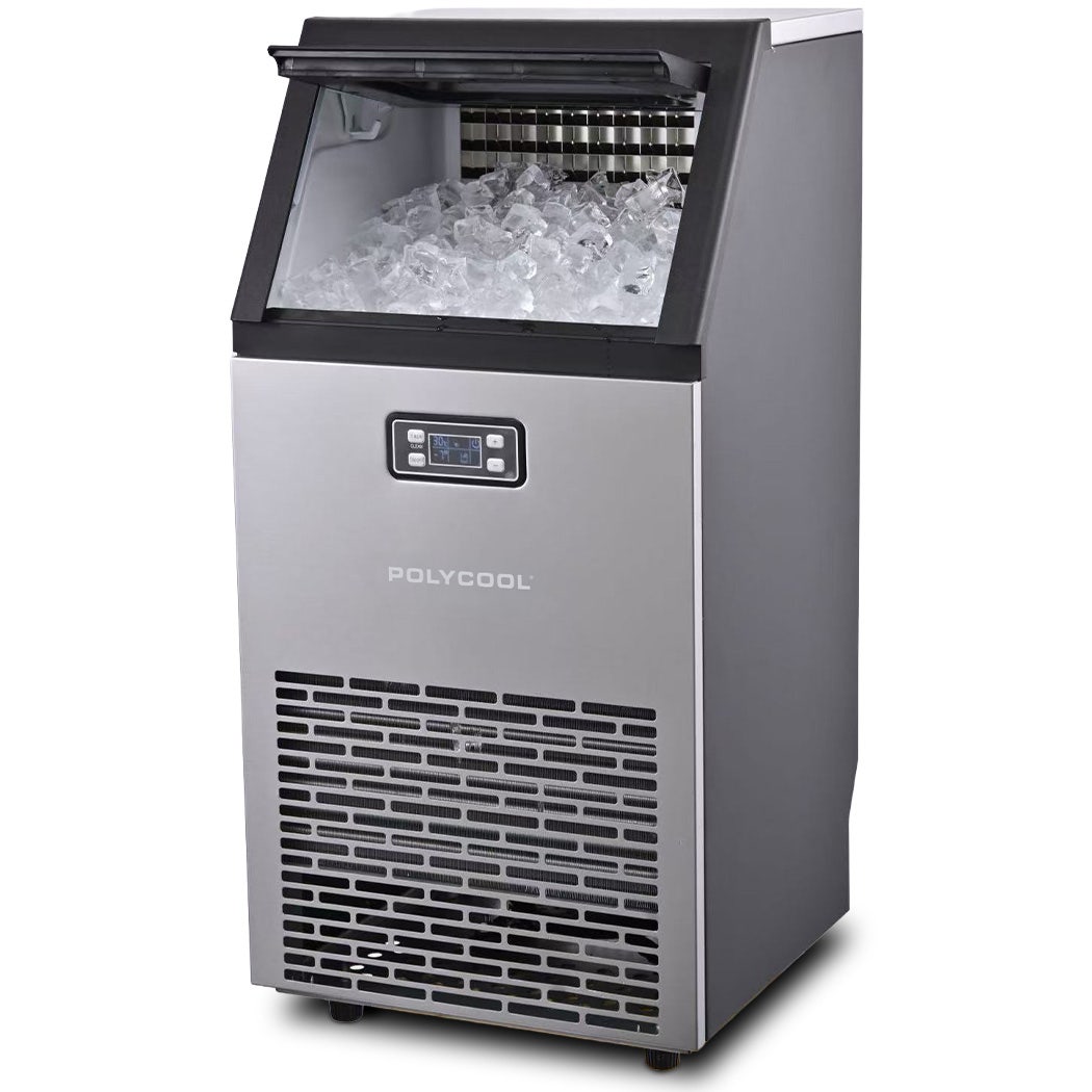 POLYCOOL Commercial Ice Maker Machine, up to 60kg/24hr, Timer & Self Cleaning Programs Awezingly