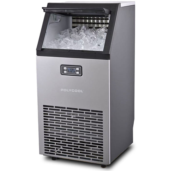 POLYCOOL Commercial Ice Maker Machine, up to 60kg/24hr, Timer & Self Cleaning Programs Awezingly