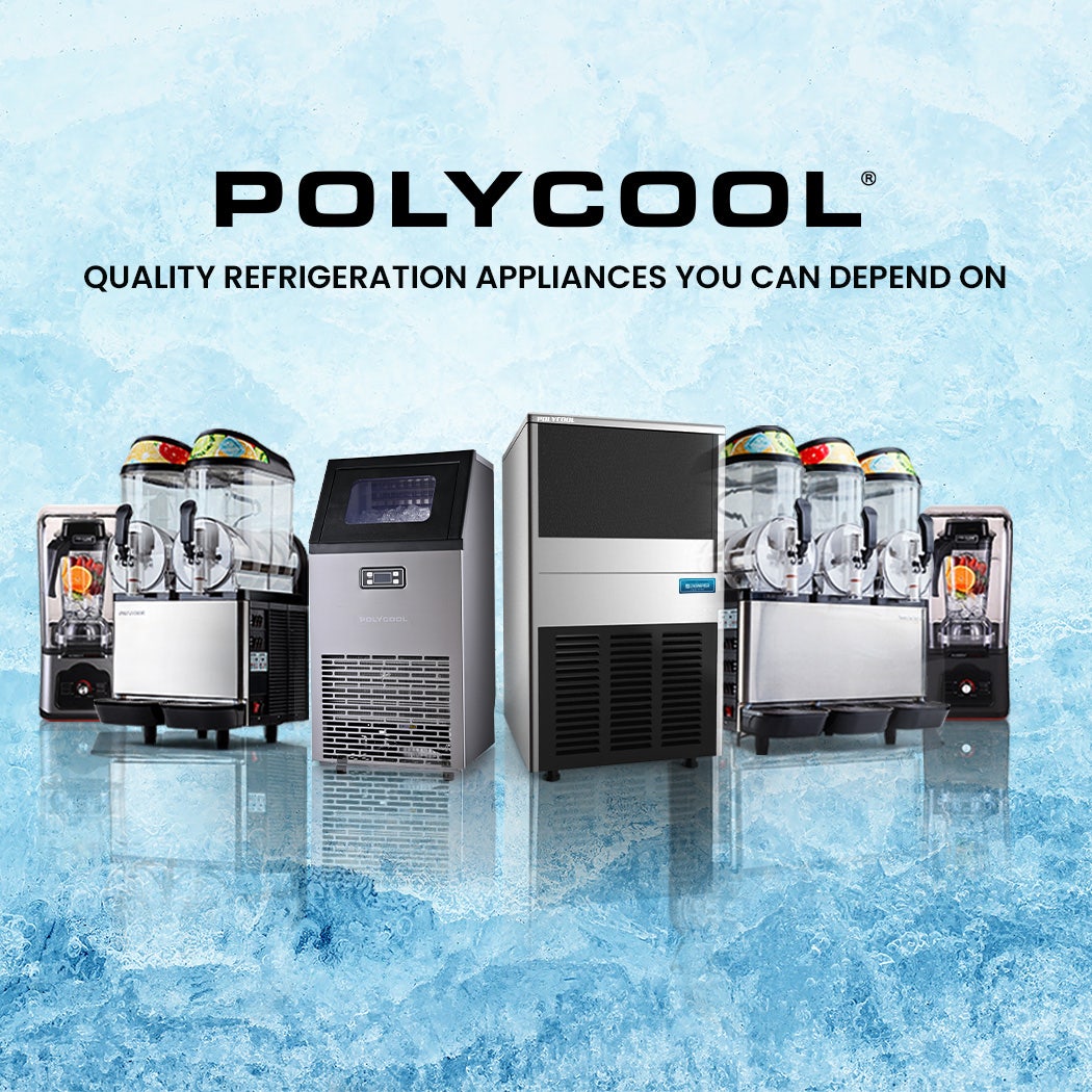 POLYCOOL Commercial Ice Maker Machine, up to 60kg/24hr, Timer & Self Cleaning Programs Awezingly