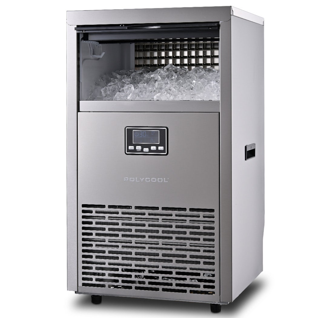 POLYCOOL Commercial Ice Maker Machine, up to 75kg/24hr, Timer & Self Cleaning Programs Polycool