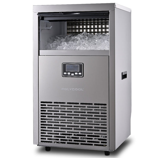 POLYCOOL Commercial Ice Maker Machine, up to 75kg/24hr, Timer & Self Cleaning Programs Polycool